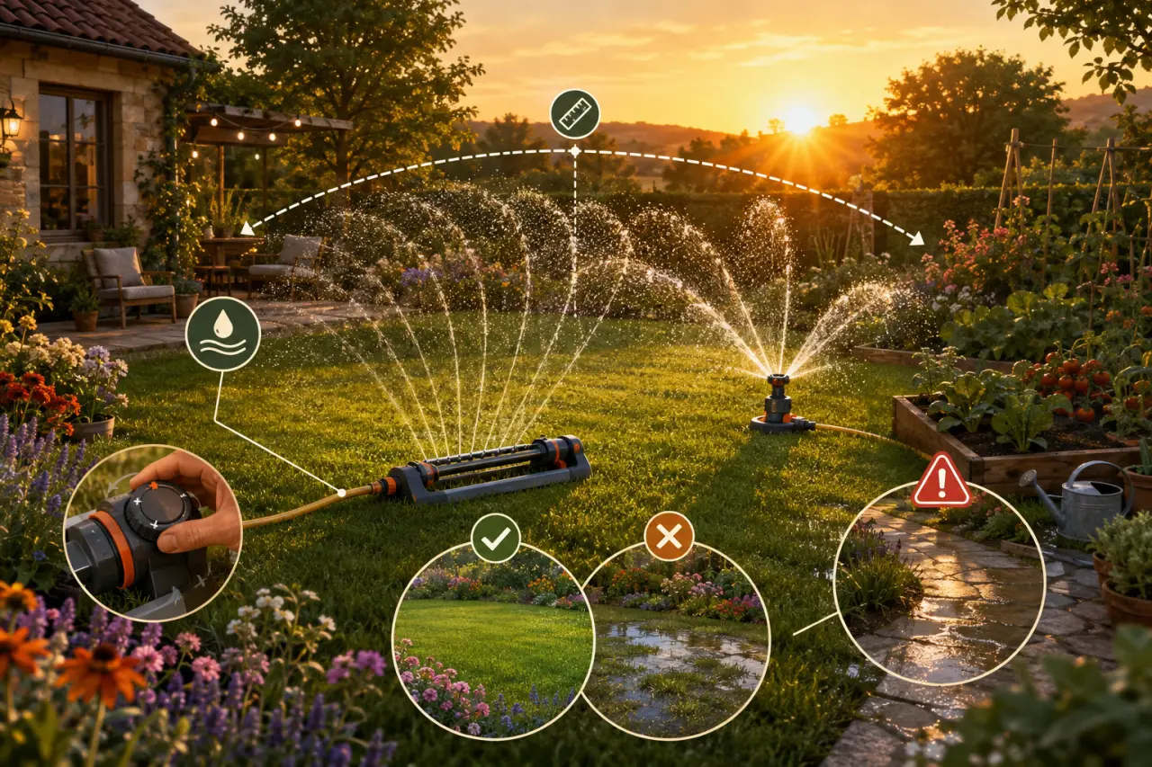 Arrosage par aspersion : portée, débit, réglages et erreurs à éviter
