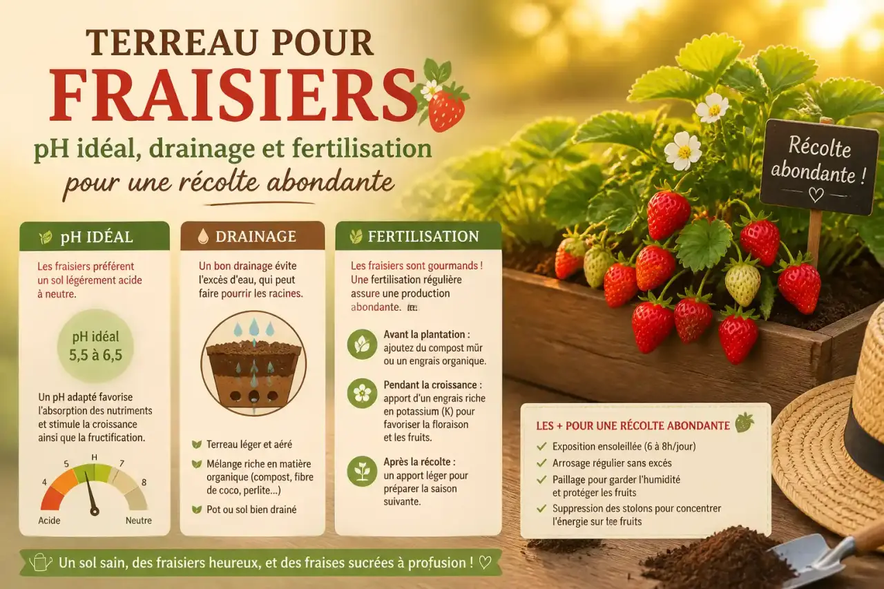 Terreau pour fraisiers : pH idéal, drainage et fertilisation pour une récolte abondante