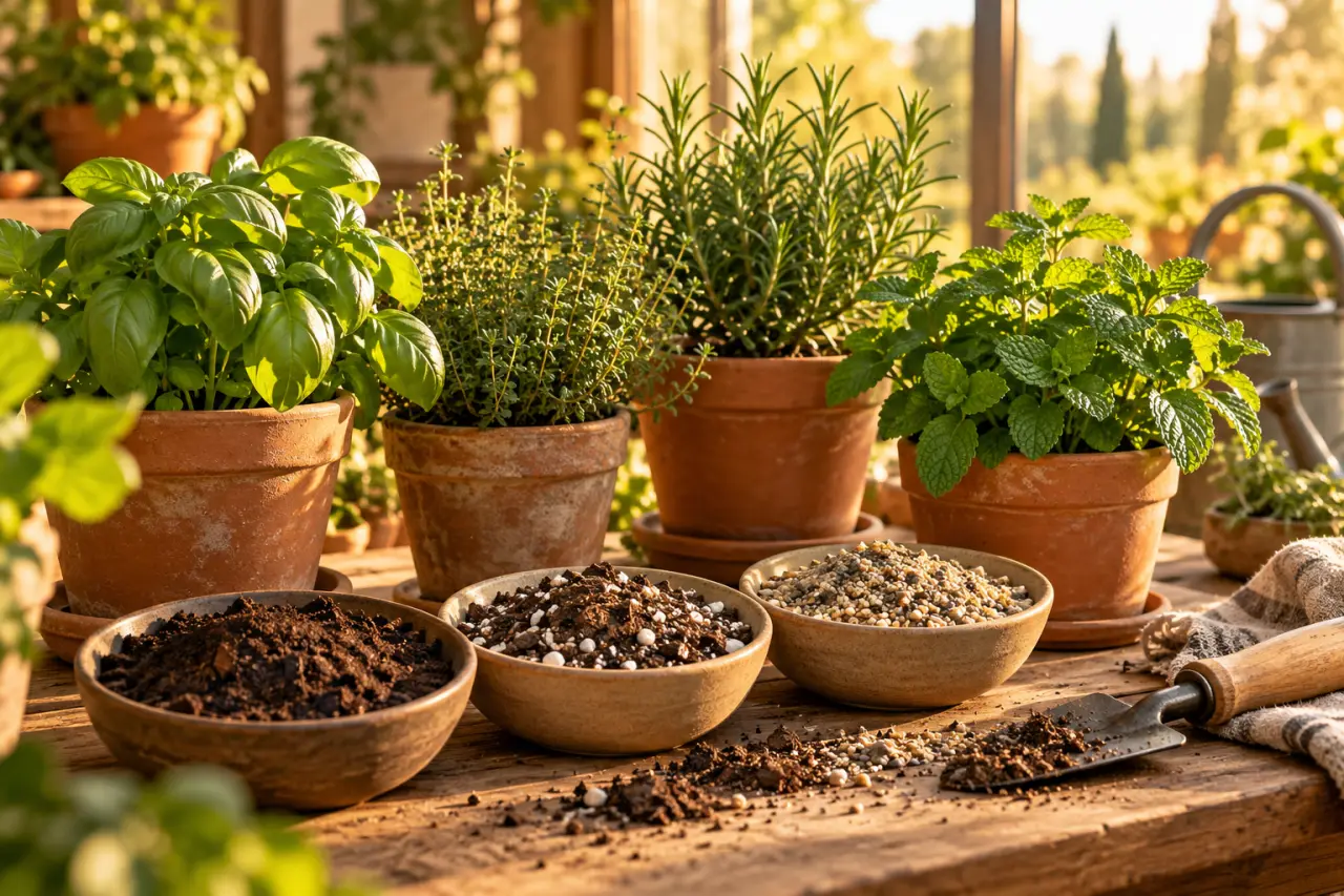 Le terreau pour plantes aromatiques se choisit selon l’eau, la richesse et le drainage
