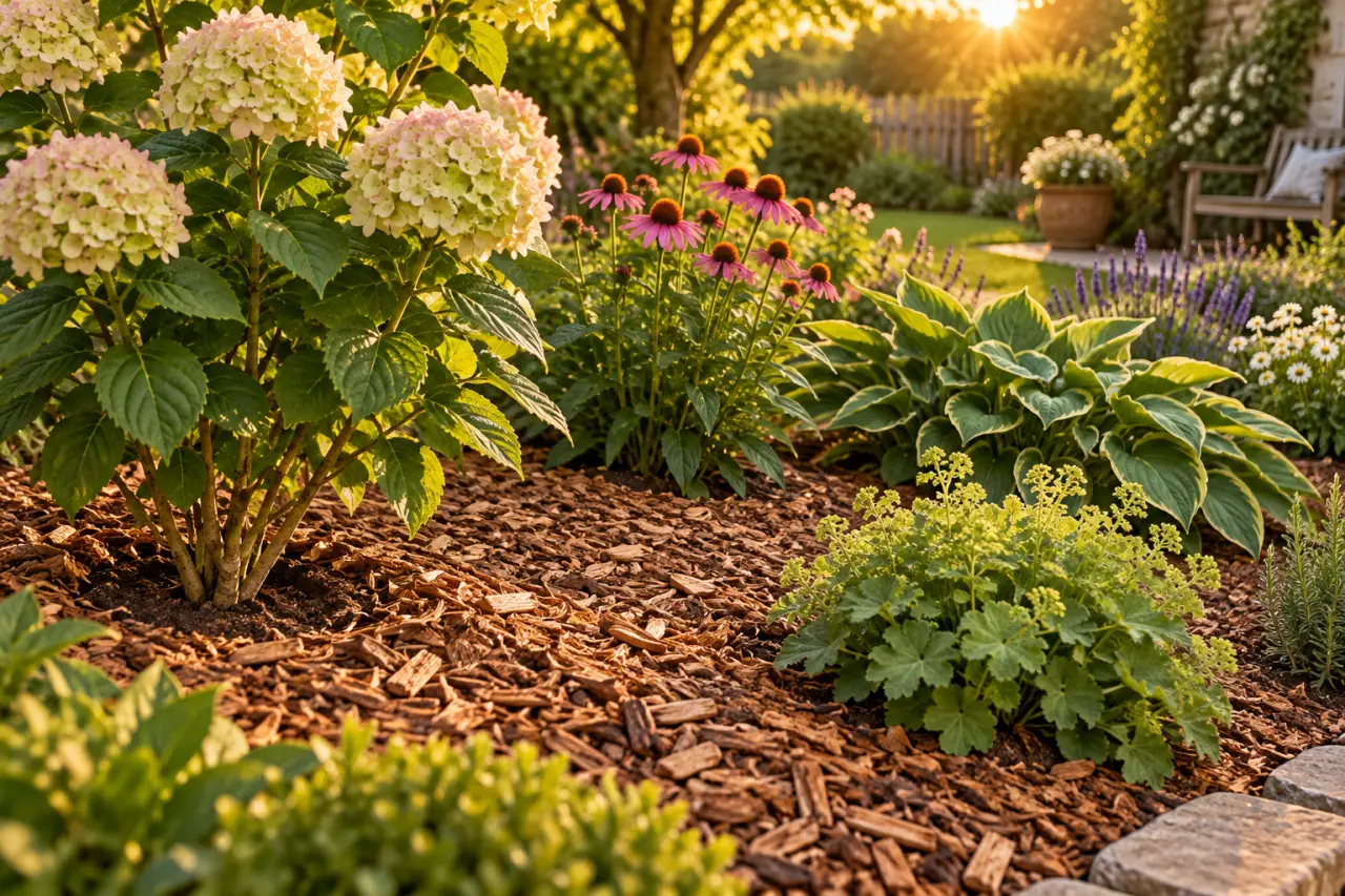 Copeaux de bois au jardin : 5 à 8 cm pour protéger le sol sans gêner les plantes