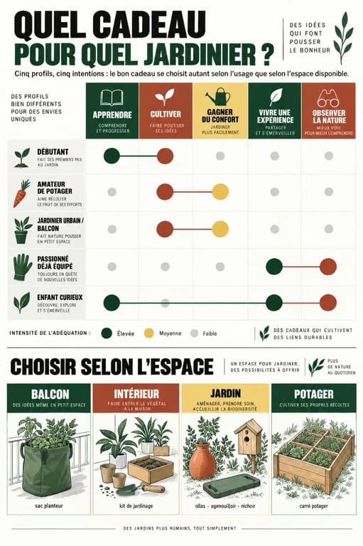 Idées de cadeau de jardinage selon le profil et l’espace disponible