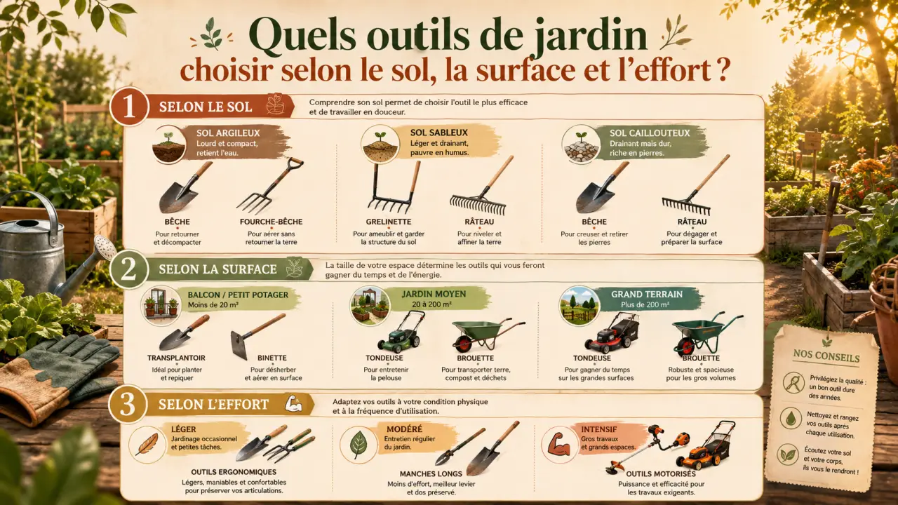 Quels outils de jardin choisir selon le sol, la surface et l’effort ?