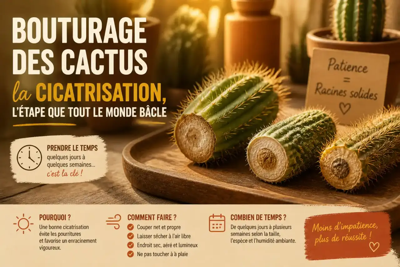 Bouturage des cactus : la cicatrisation, l'étape que tout le monde bâcle