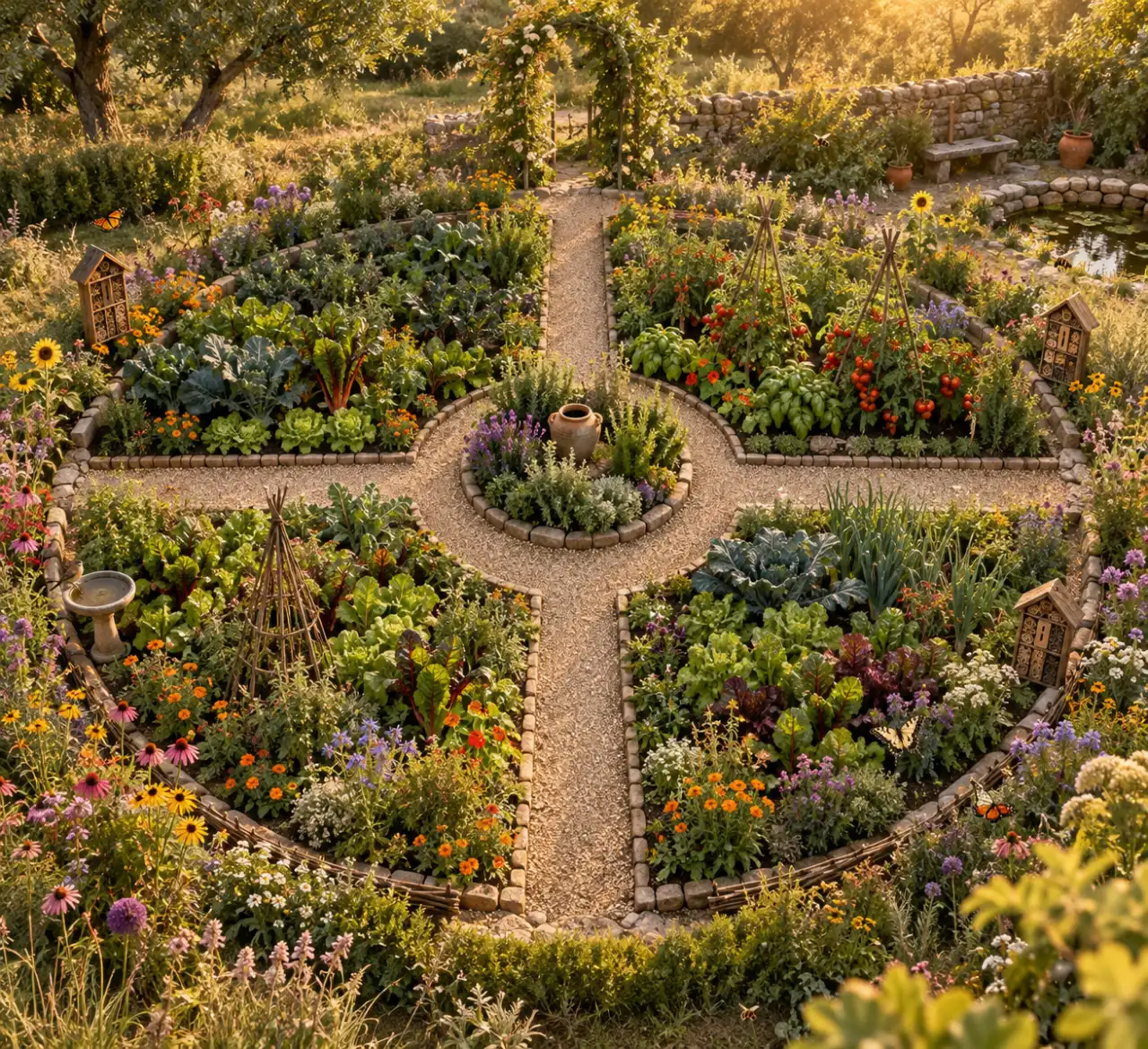 Potager mandala : un cercle aux 4 points cardinaux pour plus de biodiversité