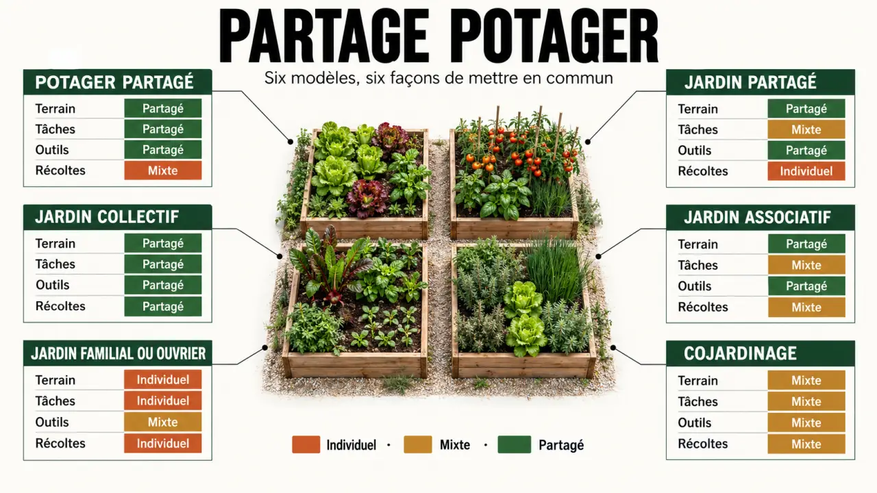 Partage potager : comparaison des modèles de jardin partagé, collectif, associatif, familial et de cojardinage