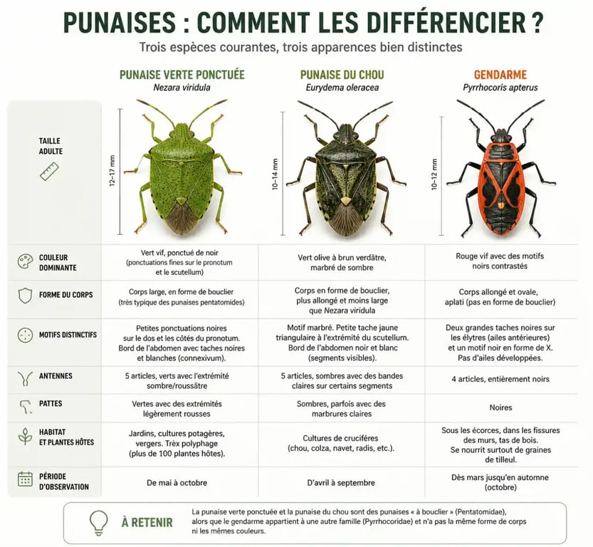 Identification visuelle des punaises des jardins : espèces nuisibles et auxiliaires