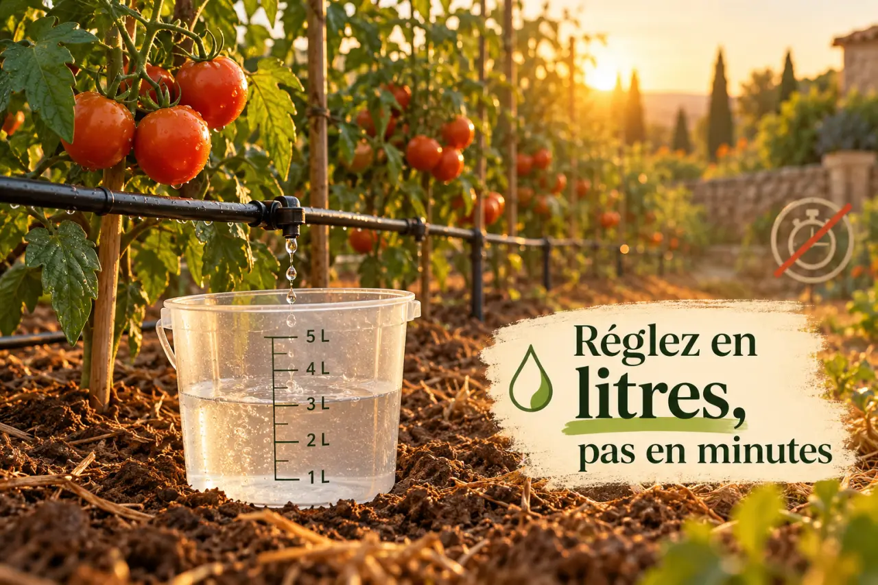 Goutte-à-goutte pour tomates : le bon réglage commence par les litres, pas les minutes
